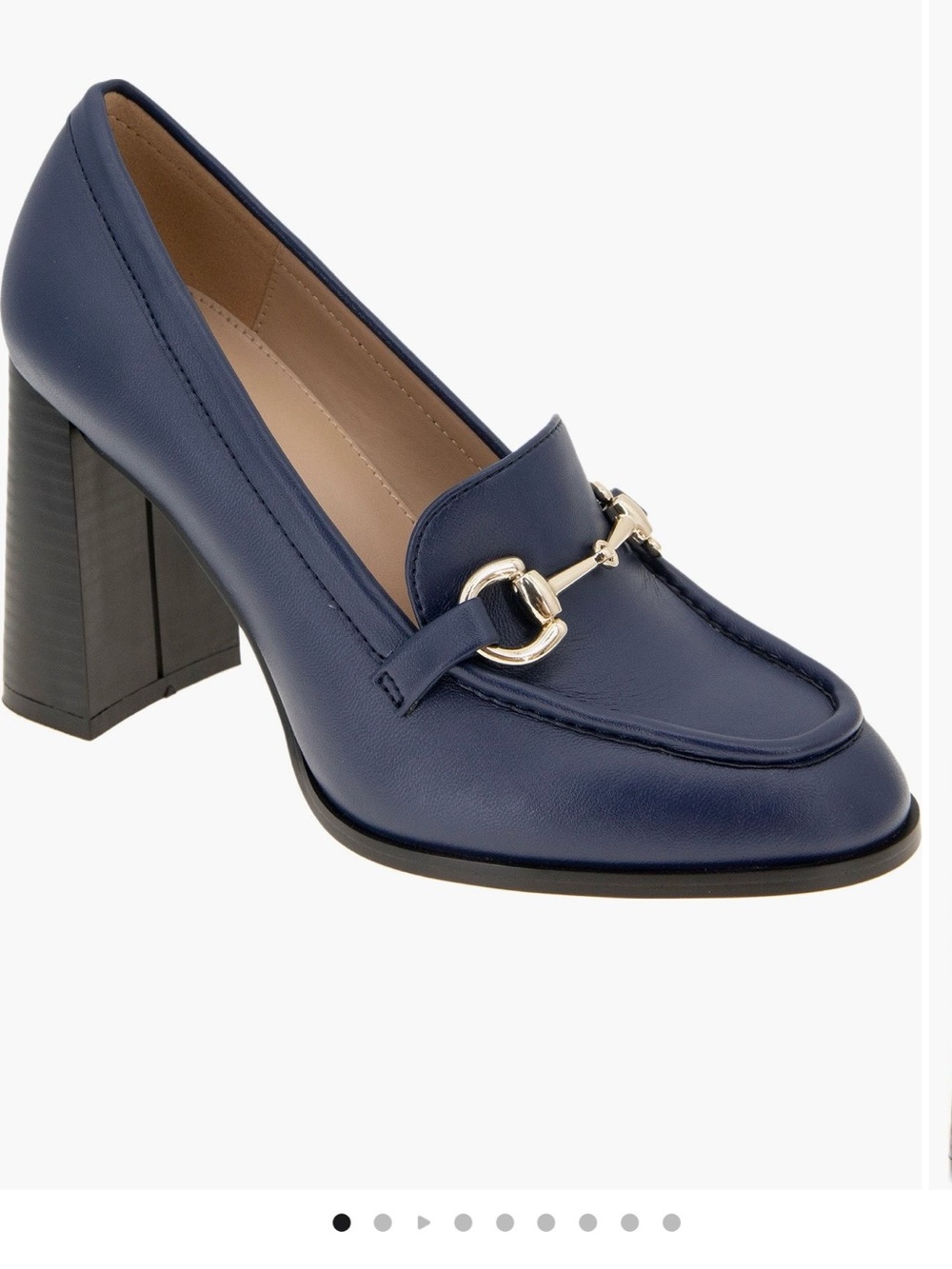 BCBGeneration Black Leather Loafers with Gold Horsebit Hardware